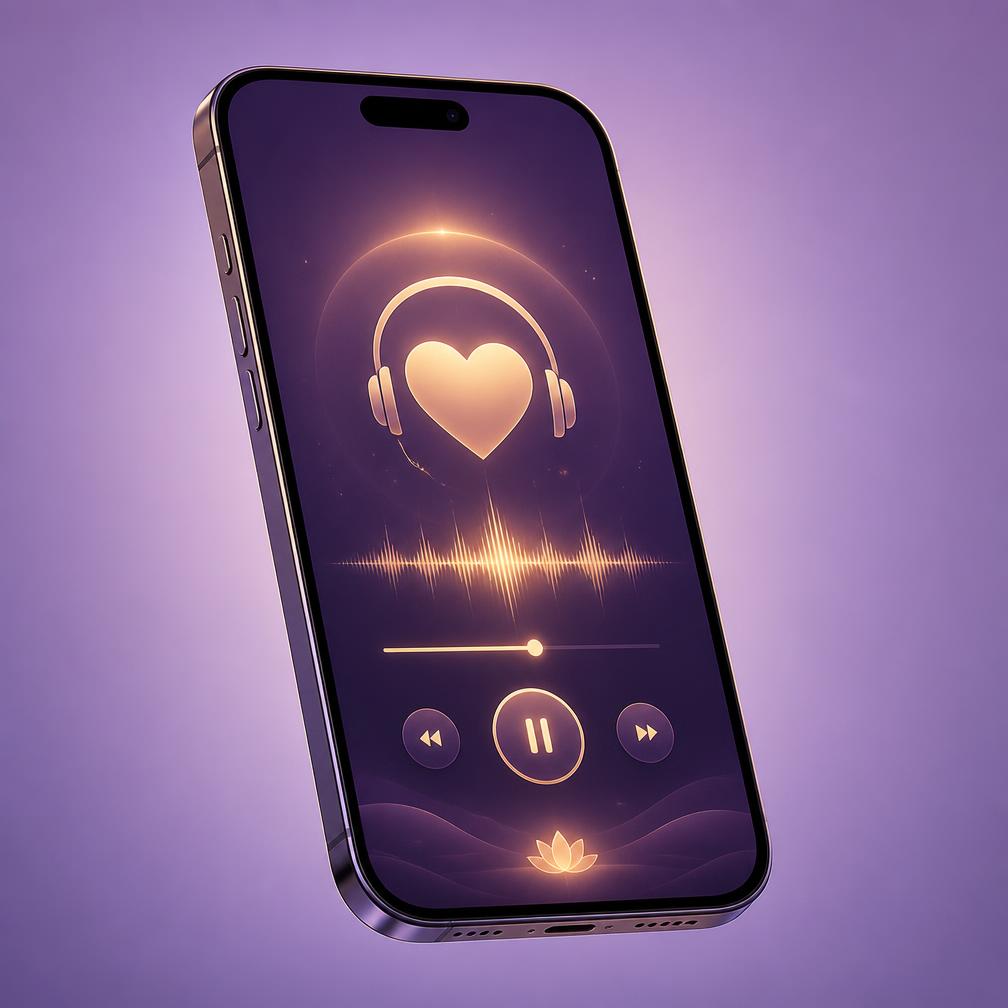 Phone showing the daily 10-minute guided healing audio player